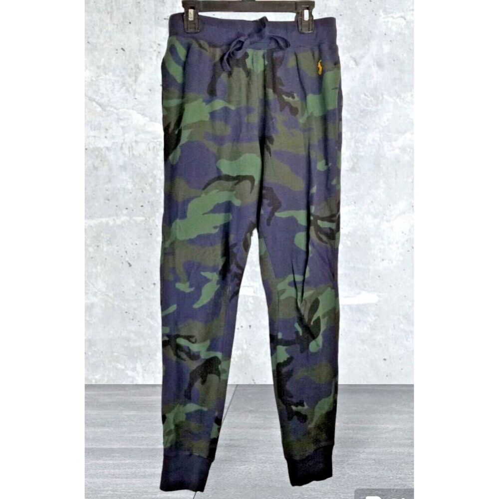 Polo Ralph Lauren Pants Camo Jogger Sleepwear Lounge Blue Label Pockets Size S